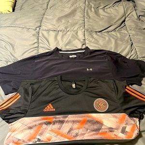 Used lot of 2 dry fit T-shirts 2XL. 1 Under Armour, 1 Adidas NYC both 2XL.